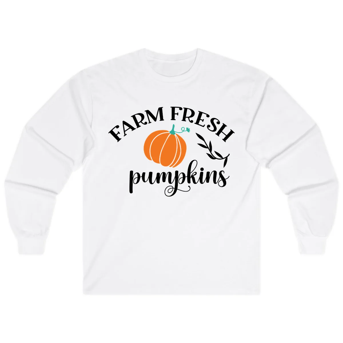 Farm Fresh Pumpkins Fall Harvest Long Sleeve in White