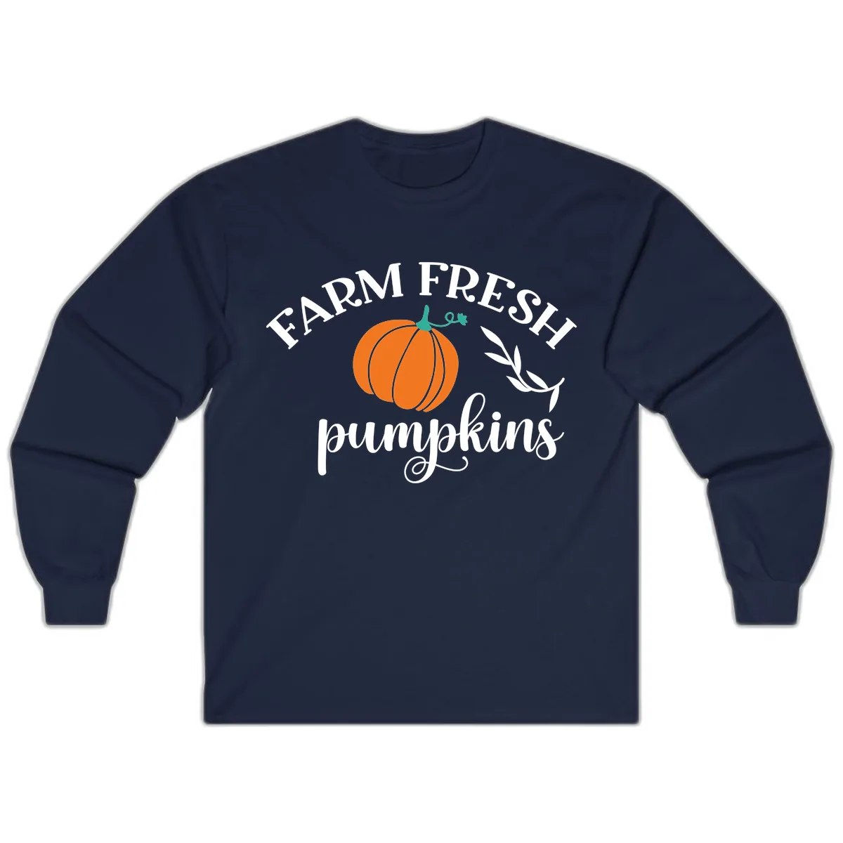 Farm Fresh Pumpkins Fall Harvest Long Sleeve in Navy