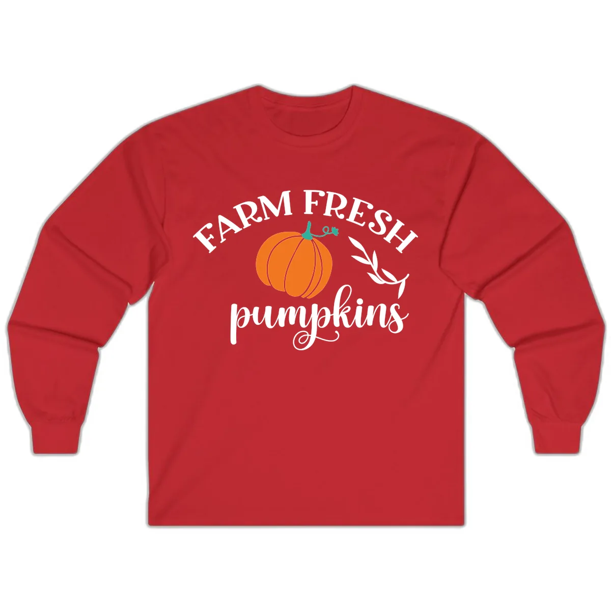 Farm Fresh Pumpkins Fall Harvest Long Sleeve in Red
