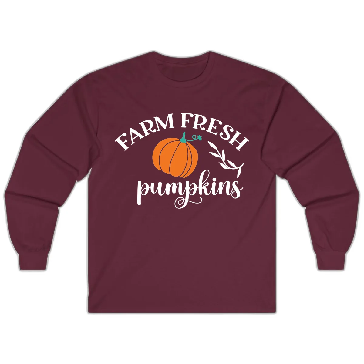 Farm Fresh Pumpkins Fall Harvest Long Sleeve in Maroon