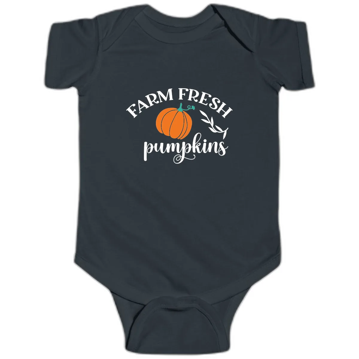 Farm Fresh Pumpkins Fall Harvest Baby Onesie in Black