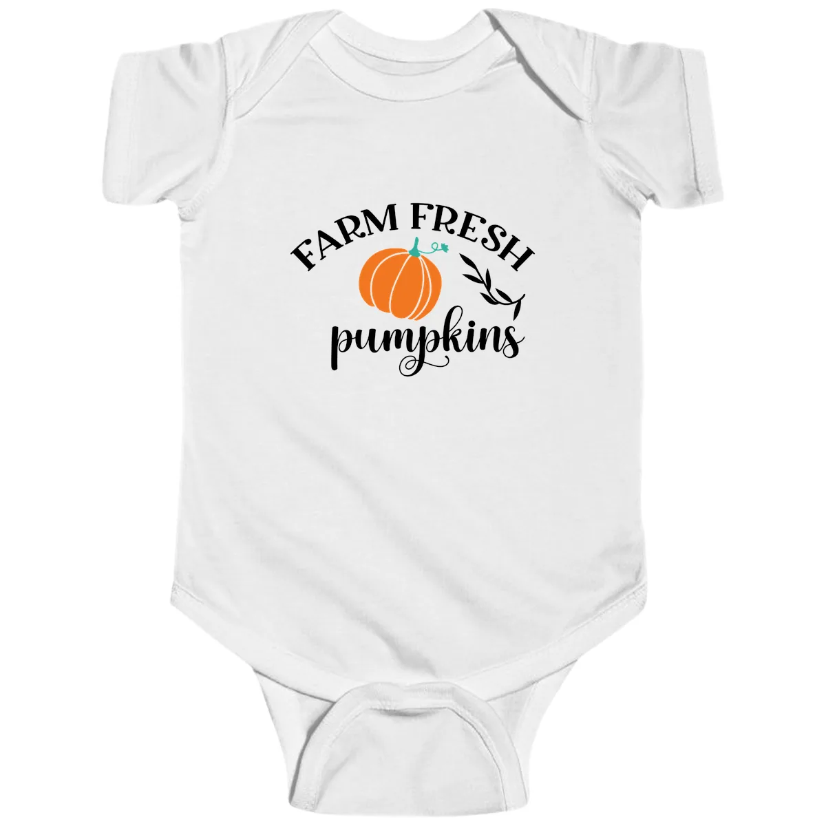 Farm Fresh Pumpkins Fall Harvest Baby Onesie in White