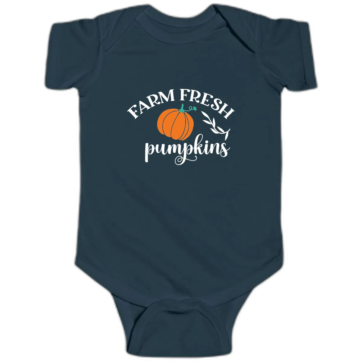 Farm Fresh Pumpkins Fall Harvest Baby Onesie in Navy