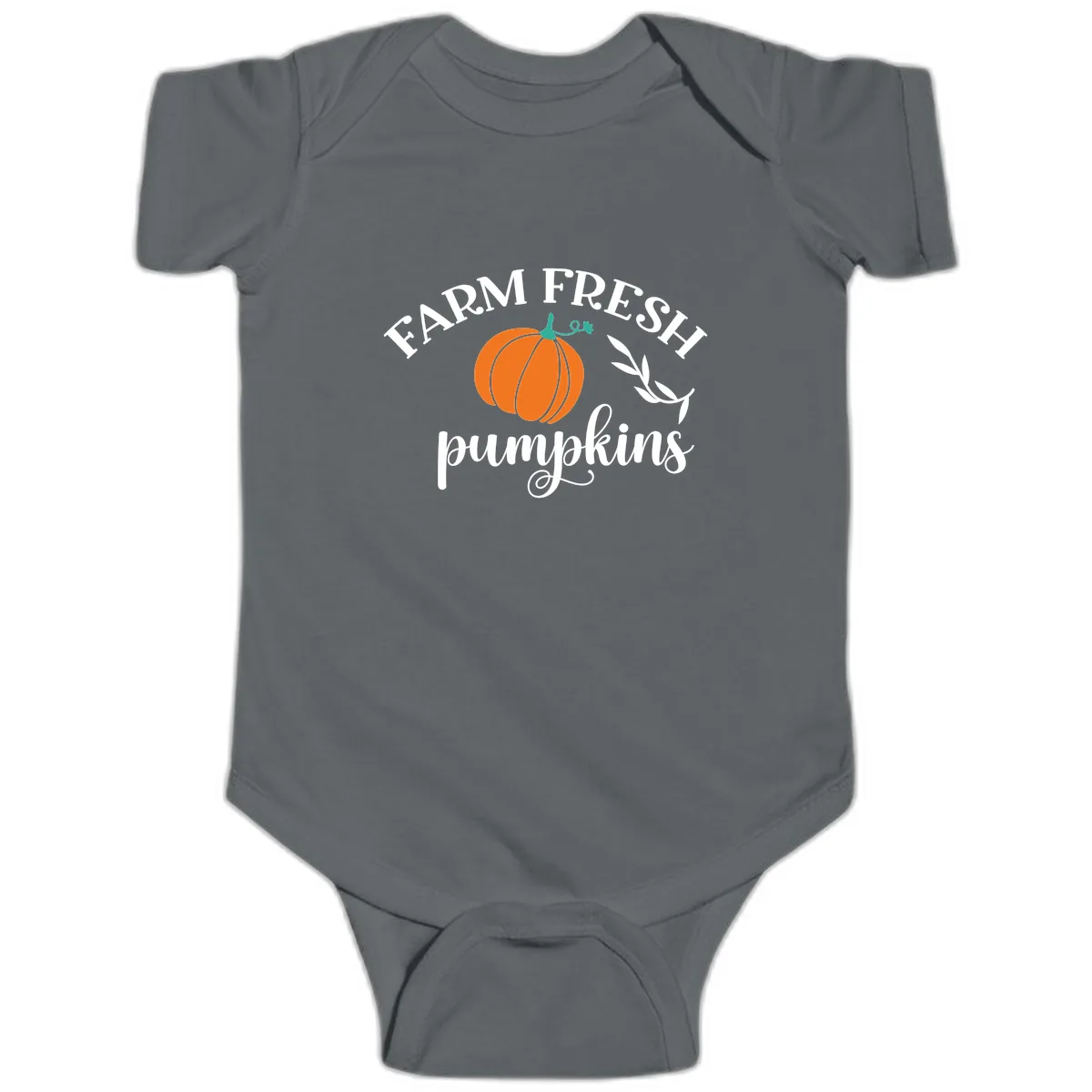 Farm Fresh Pumpkins Fall Harvest Baby Onesie in Charcoal