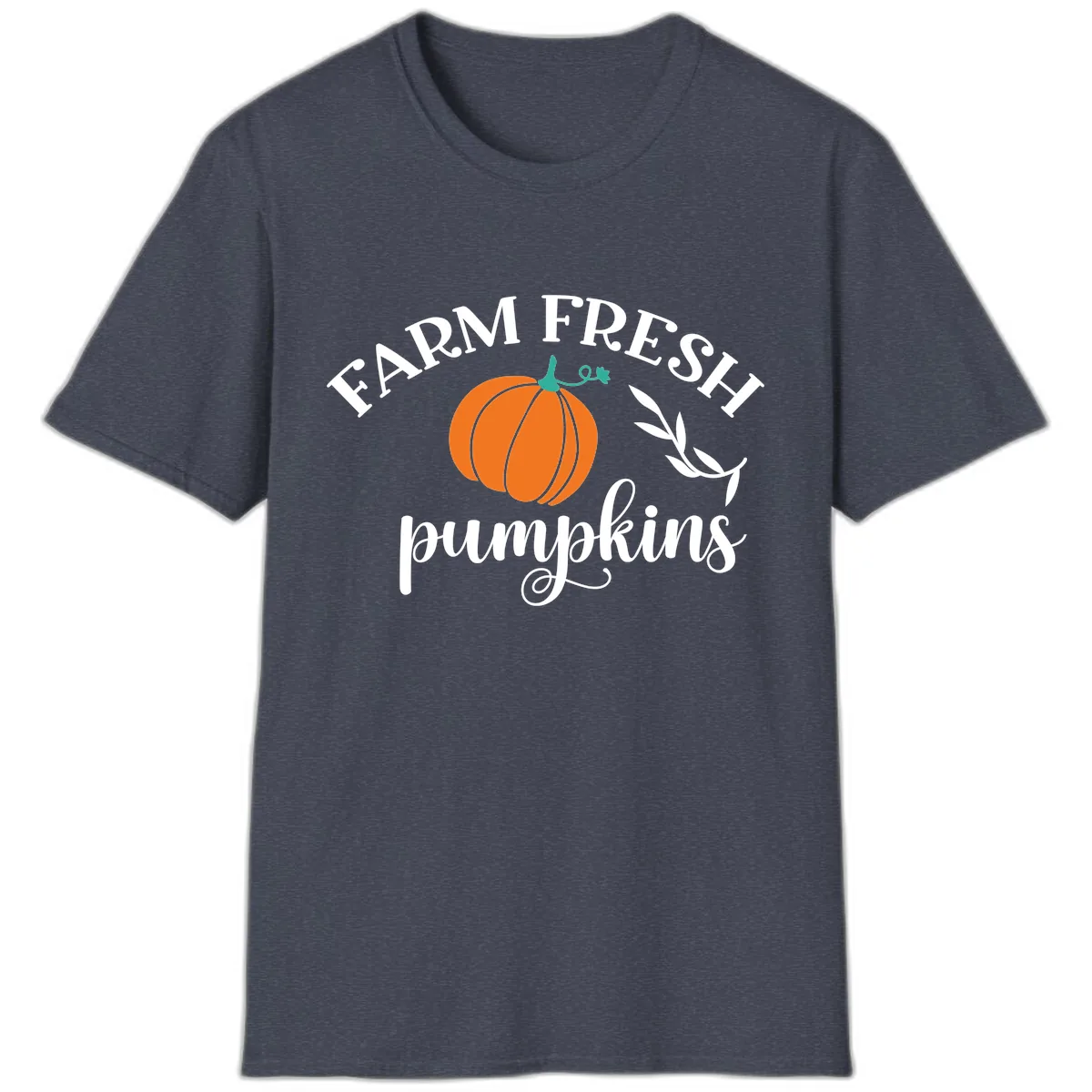 Farm Fresh Pumpkins Fall Harvest T-Shirt in Heather Navy