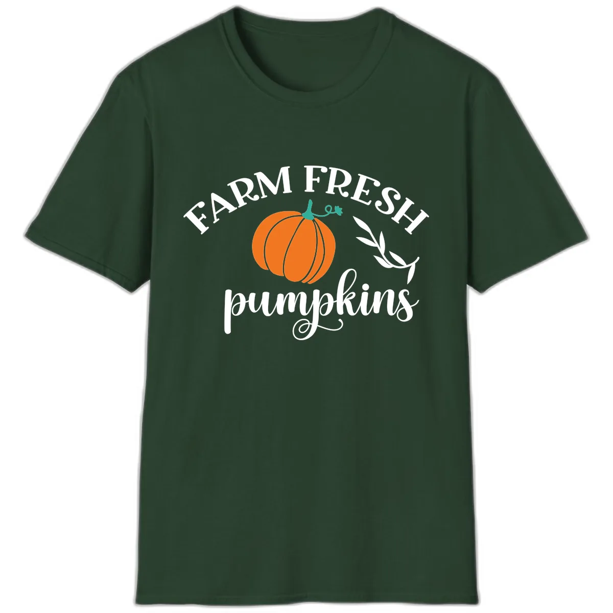 Farm Fresh Pumpkins Fall Harvest T-Shirt in Forest Green
