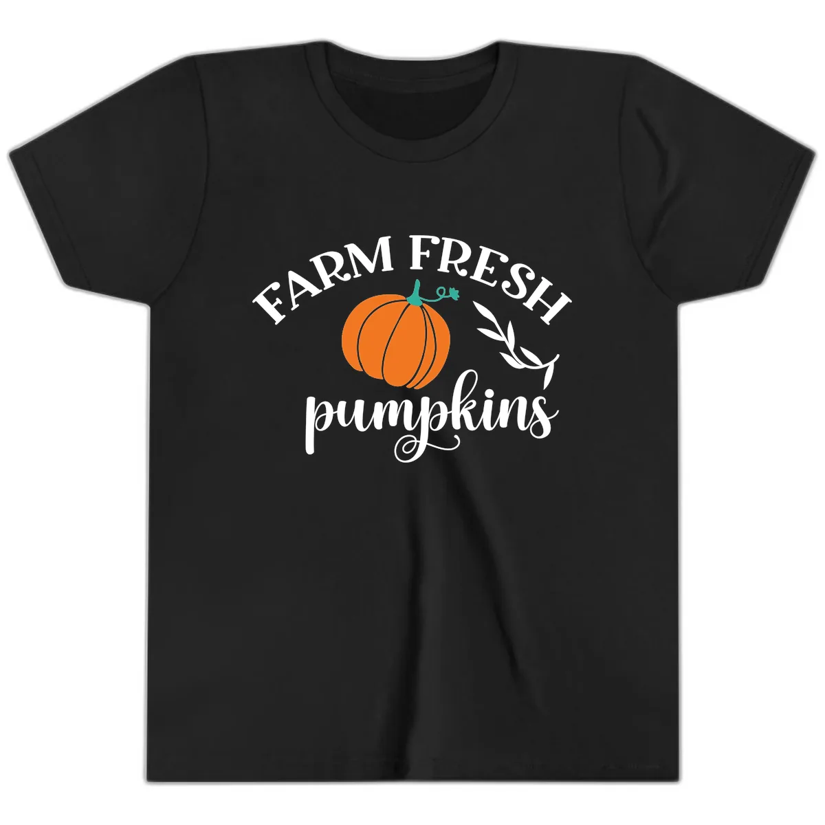 Farm Fresh Pumpkins Fall Harvest Youth T-Shirt in Black