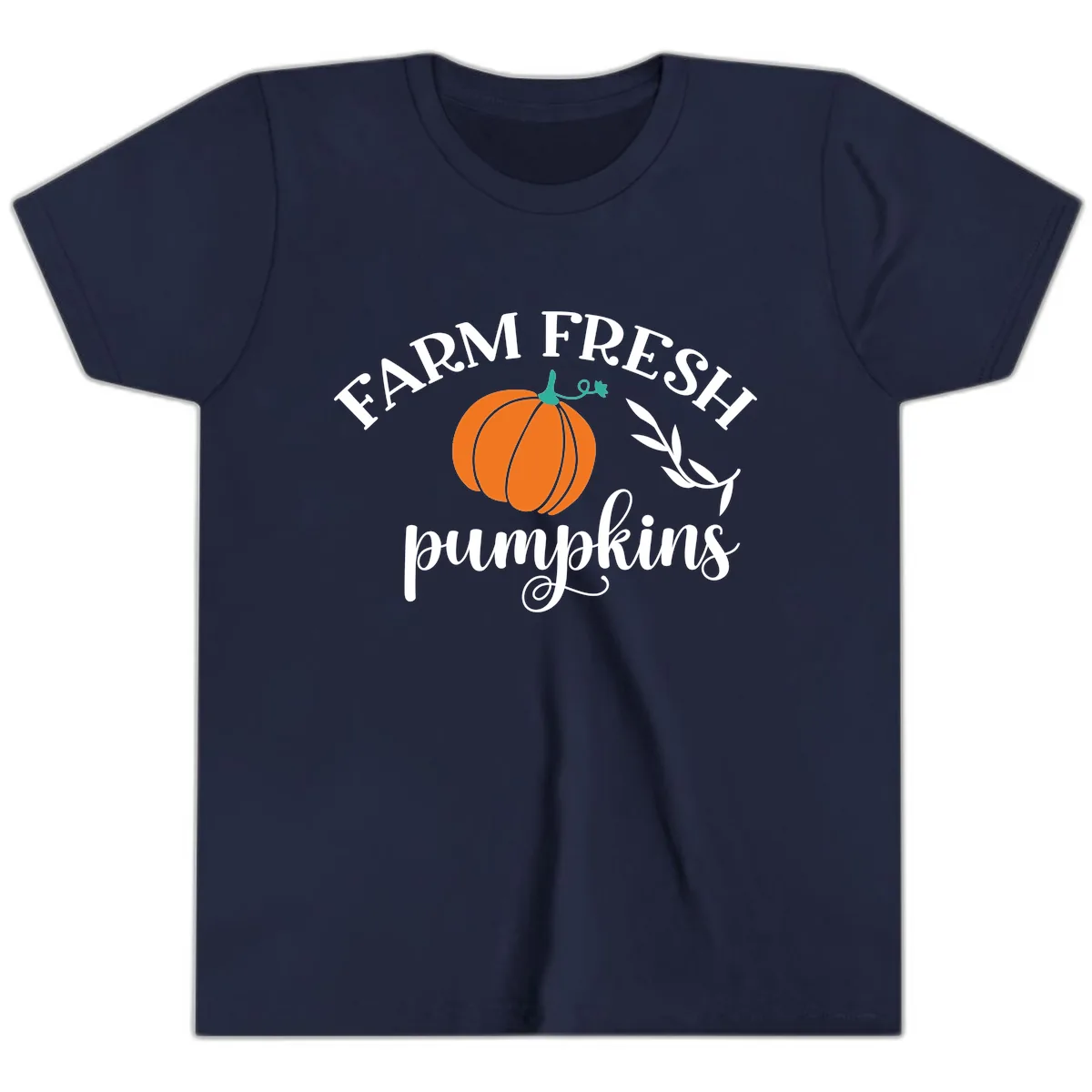Farm Fresh Pumpkins Fall Harvest Youth T-Shirt in Navy