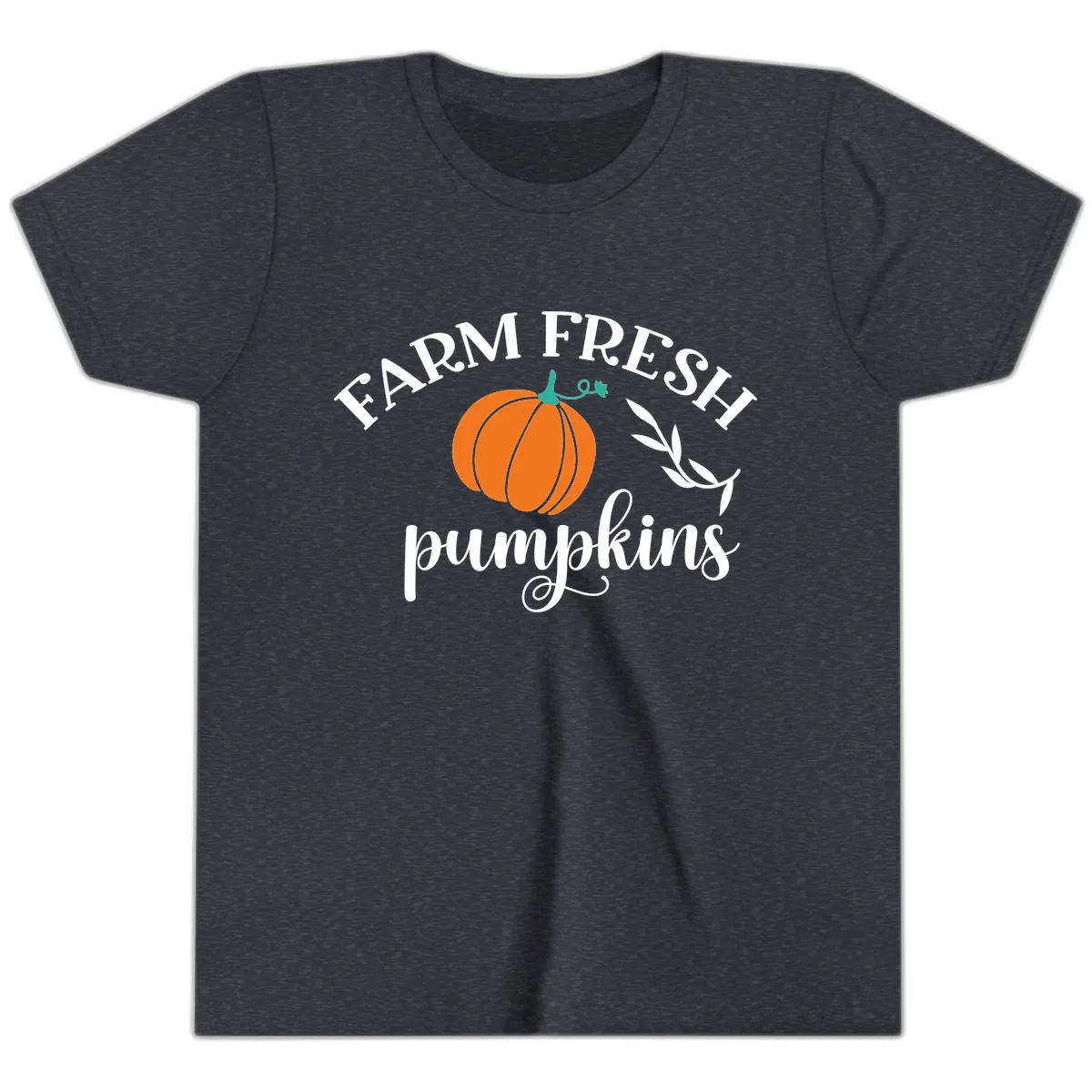 Farm Fresh Pumpkins Fall Harvest Youth T-Shirt in Heather Navy