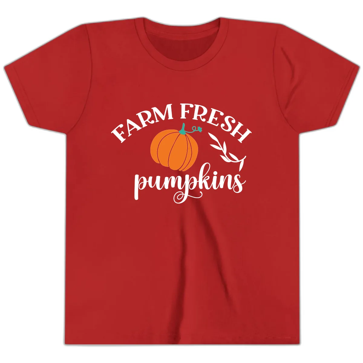 Farm Fresh Pumpkins Fall Harvest Youth T-Shirt in Red
