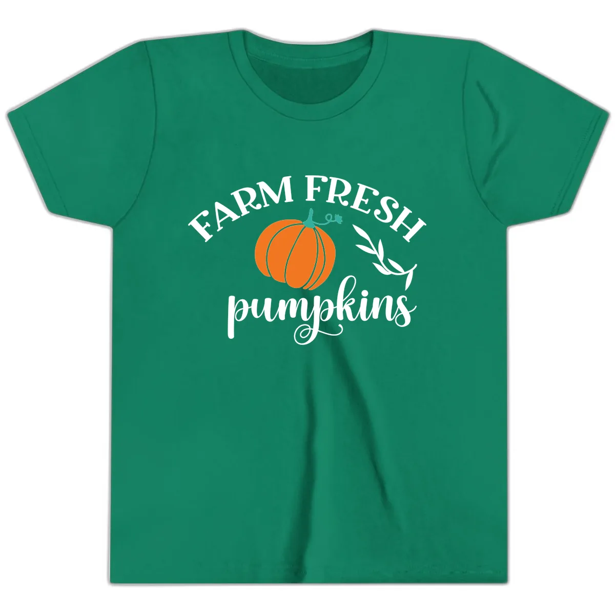 Farm Fresh Pumpkins Fall Harvest Youth T-Shirt in Kelly