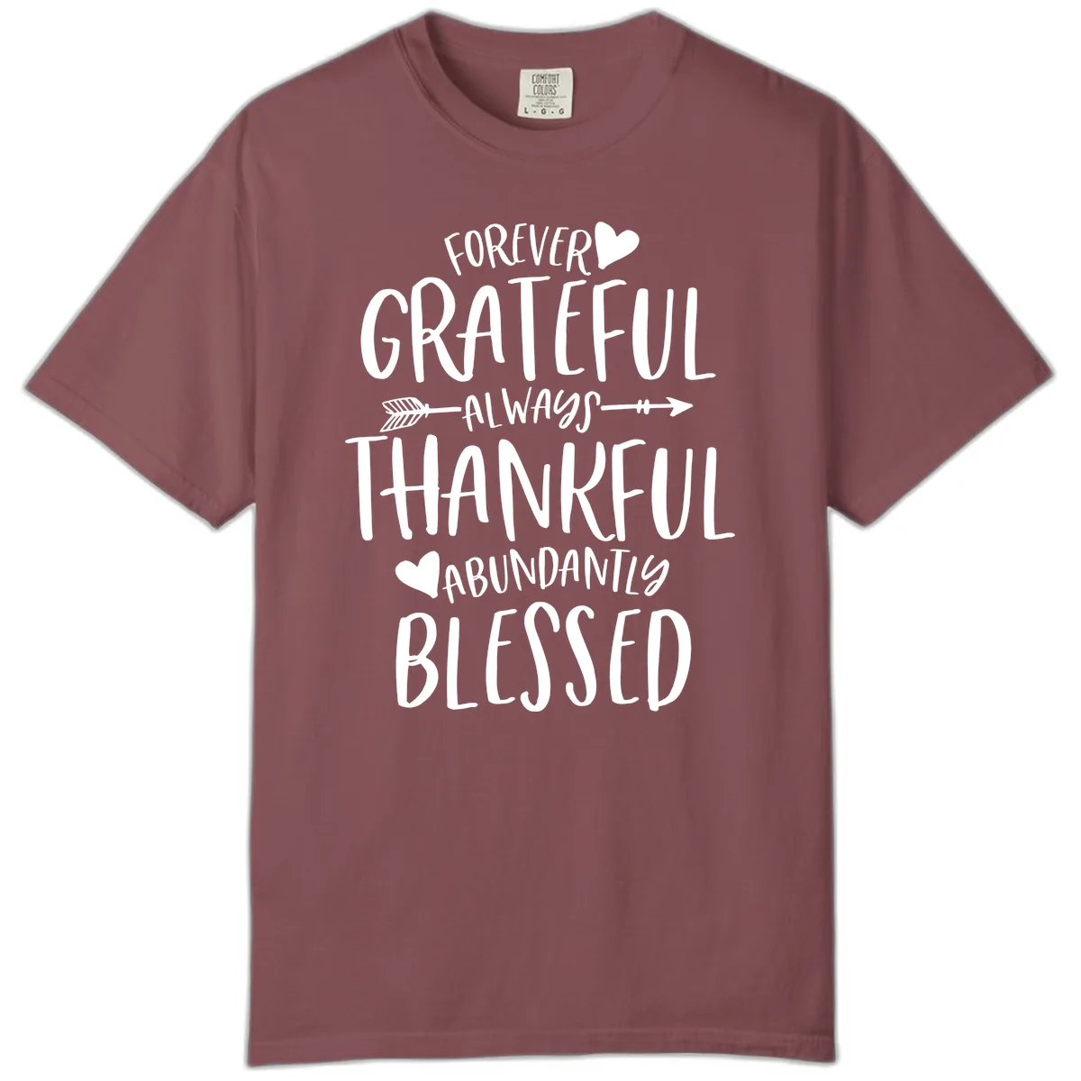 Forever Grateful Always Thankful Blessed Comfort Color in Brick