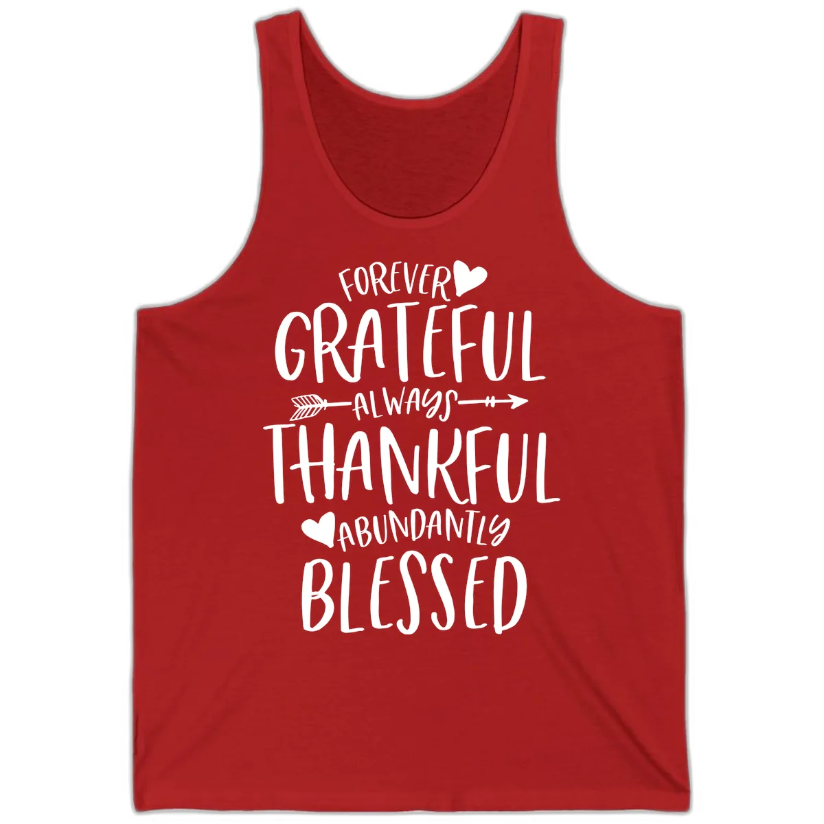 Forever Grateful Always Thankful Blessed Tank in Red