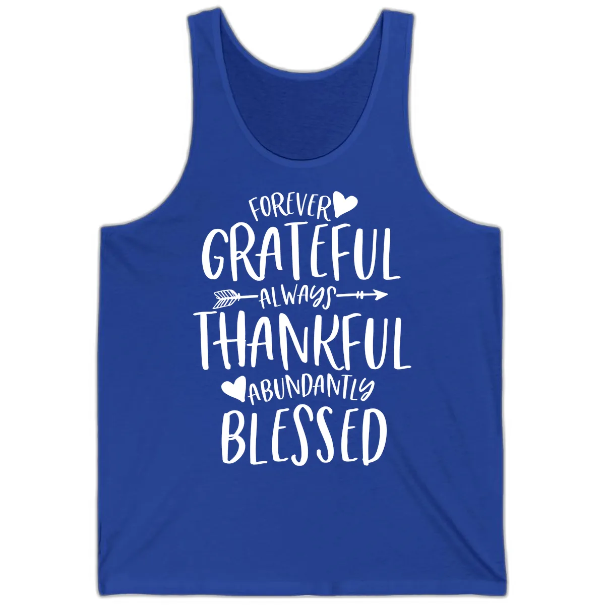Forever Grateful Always Thankful Blessed Tank in True Royal