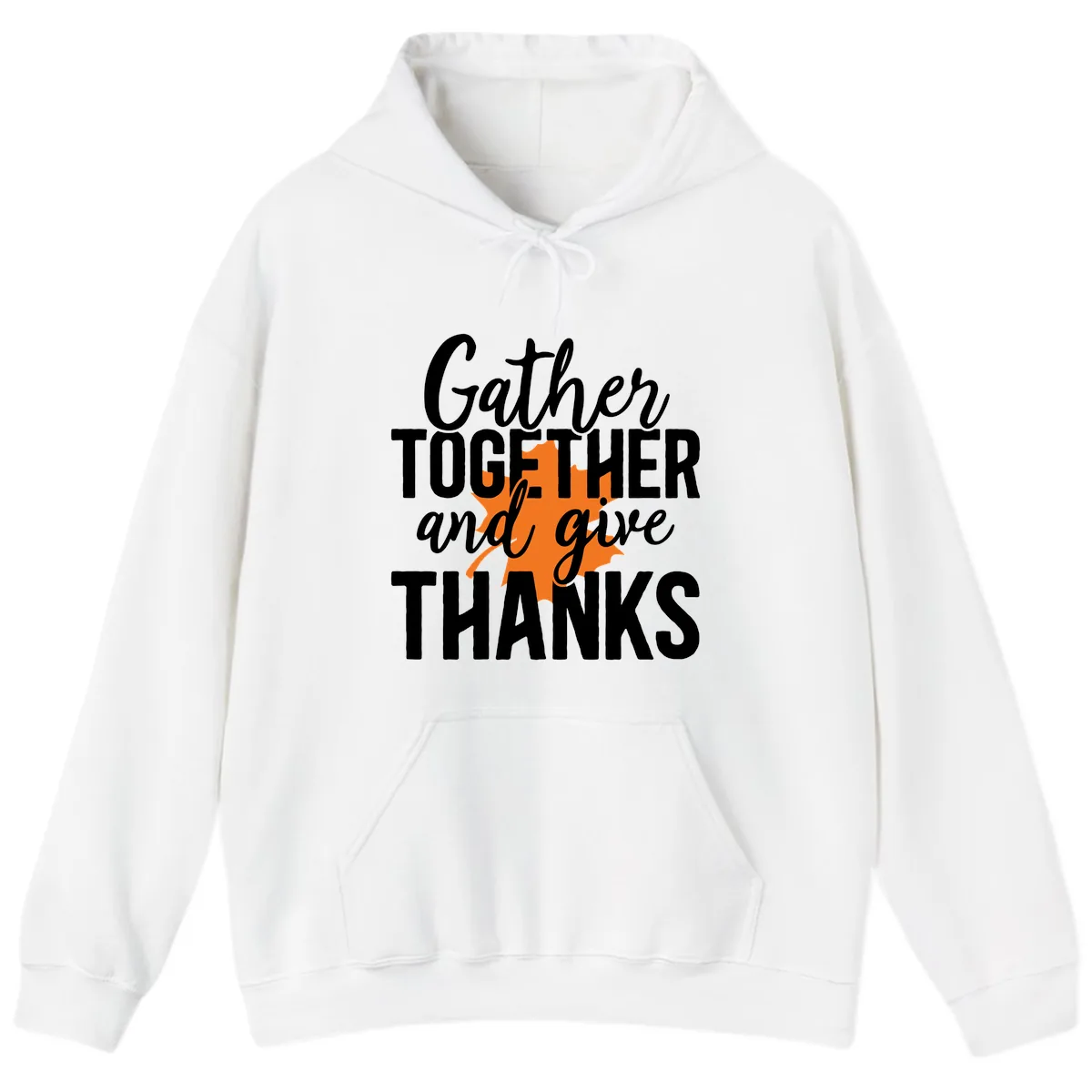 Gather Together And Give Thanks Hoodie in White