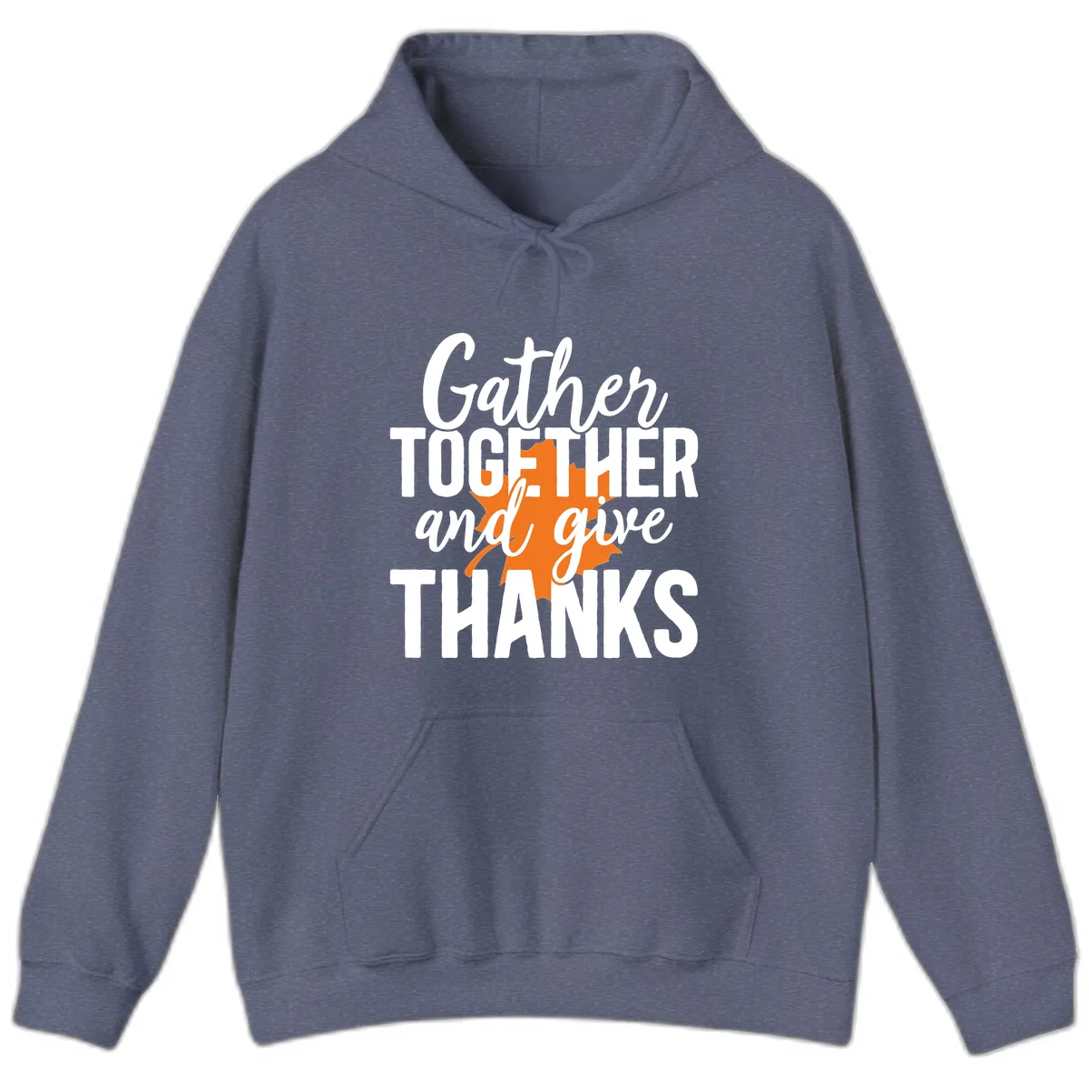 Gather Together And Give Thanks Hoodie in Heather Navy