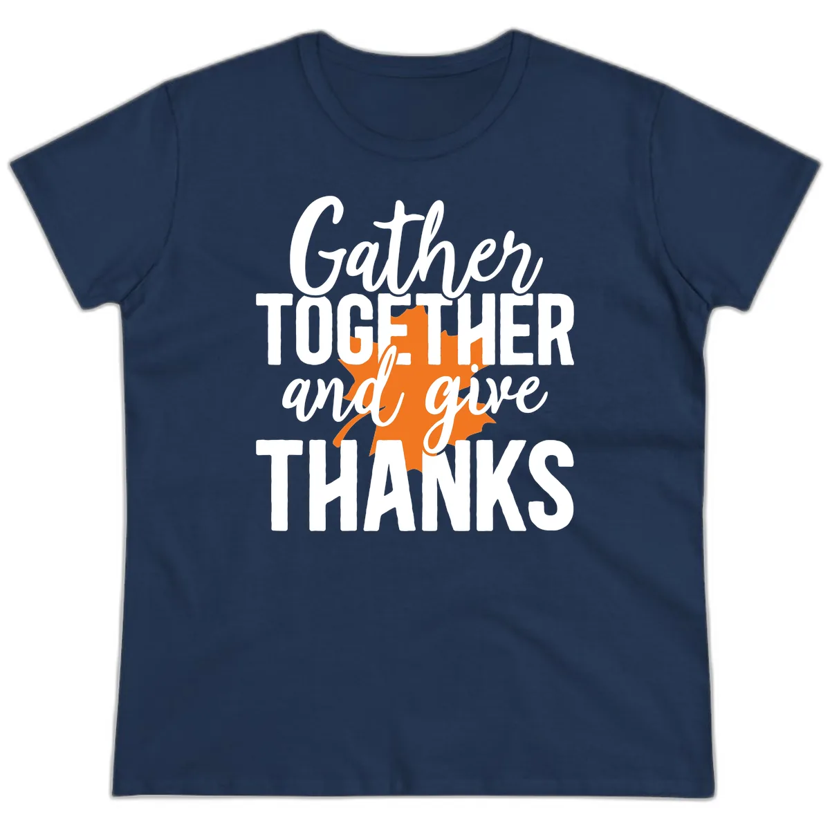 Gather Together And Give Thanks Ladies Tee in Navy