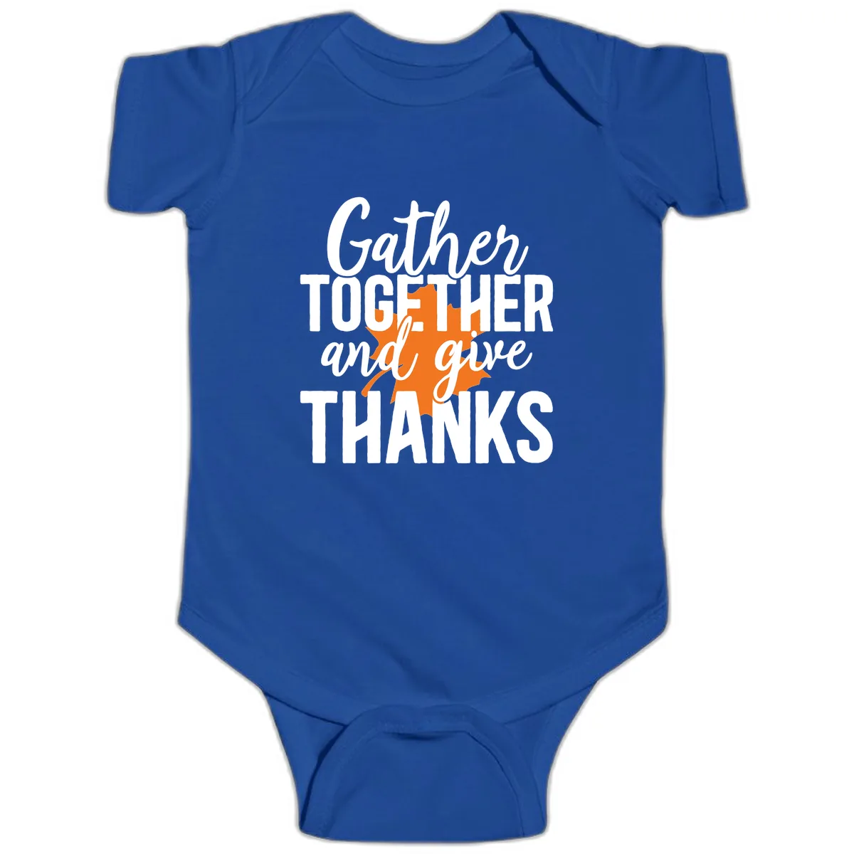 Gather Together And Give Thanks Baby Onesie in Royal