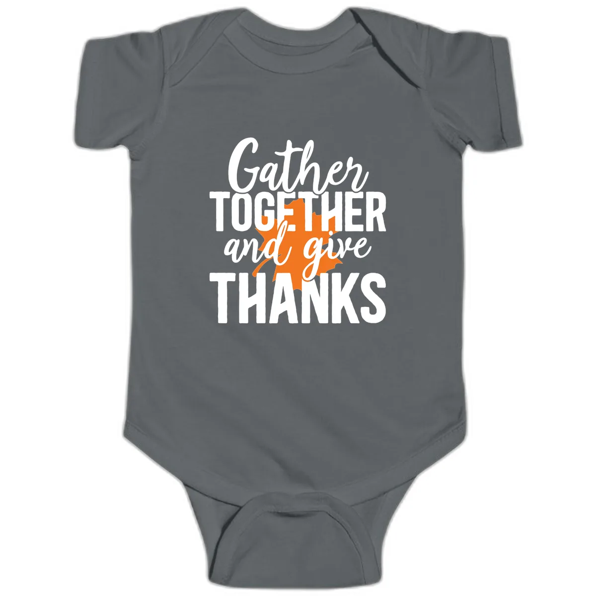 Gather Together And Give Thanks Baby Onesie in Charcoal