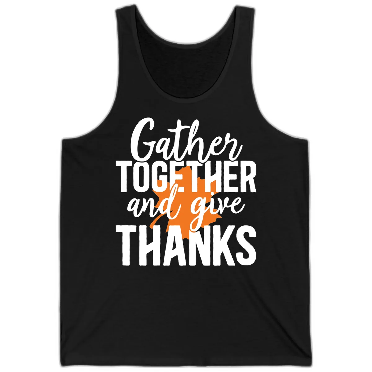 Gather Together And Give Thanks Tank in Black