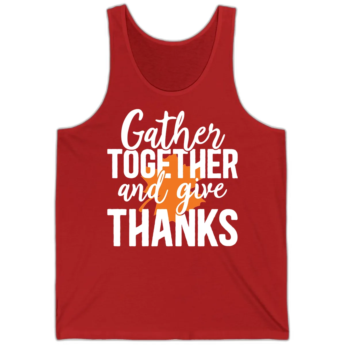 Gather Together And Give Thanks Tank in Red