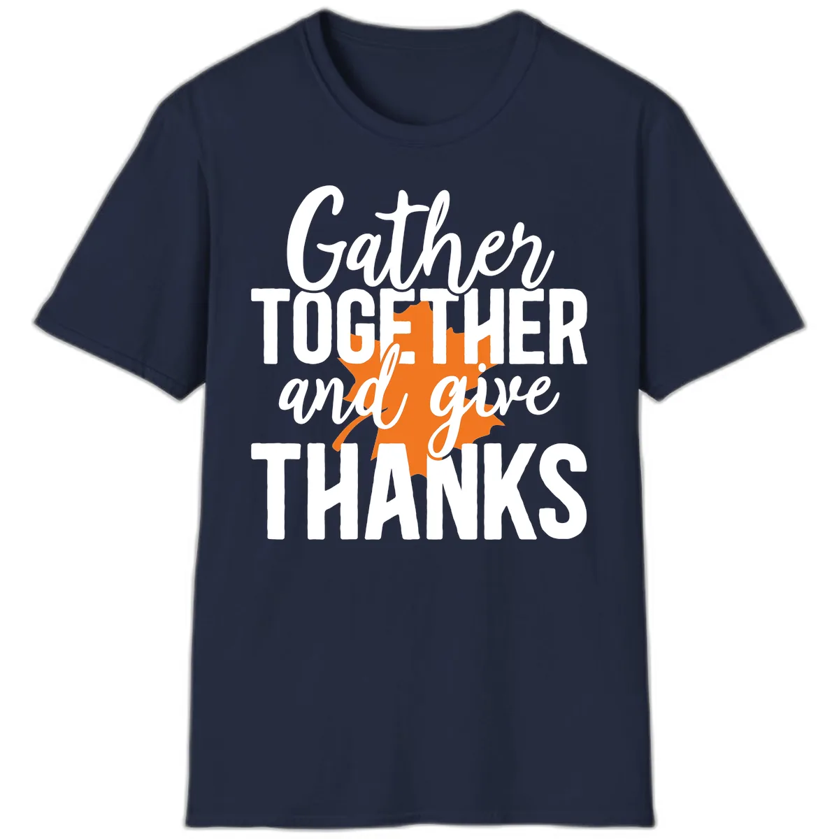 Gather Together And Give Thanks T-Shirt in Navy