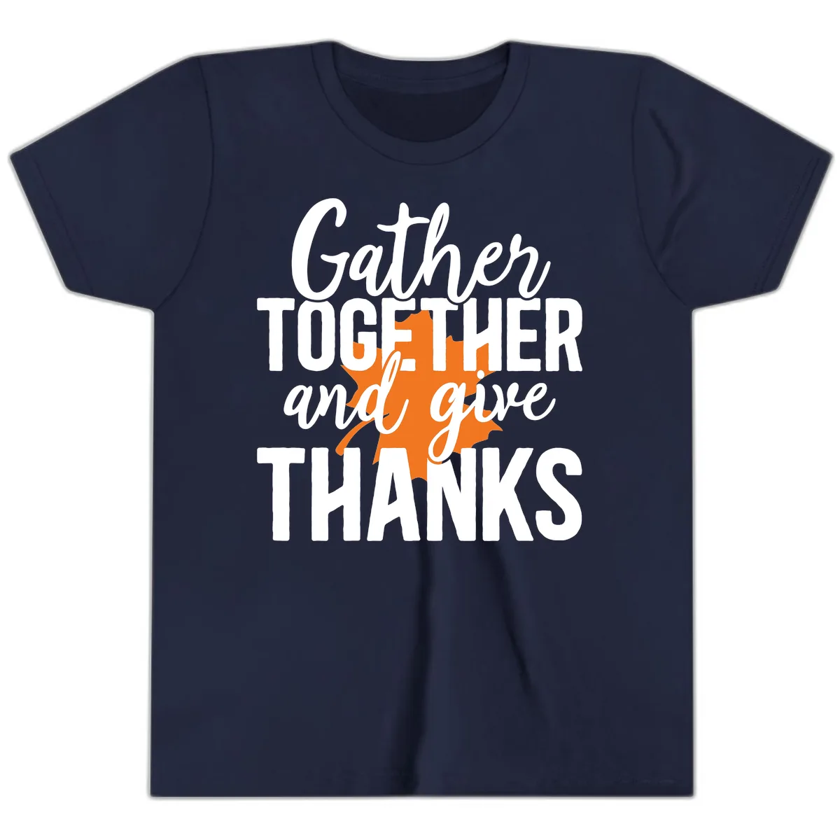 Gather Together And Give Thanks Youth T-Shirt in Navy