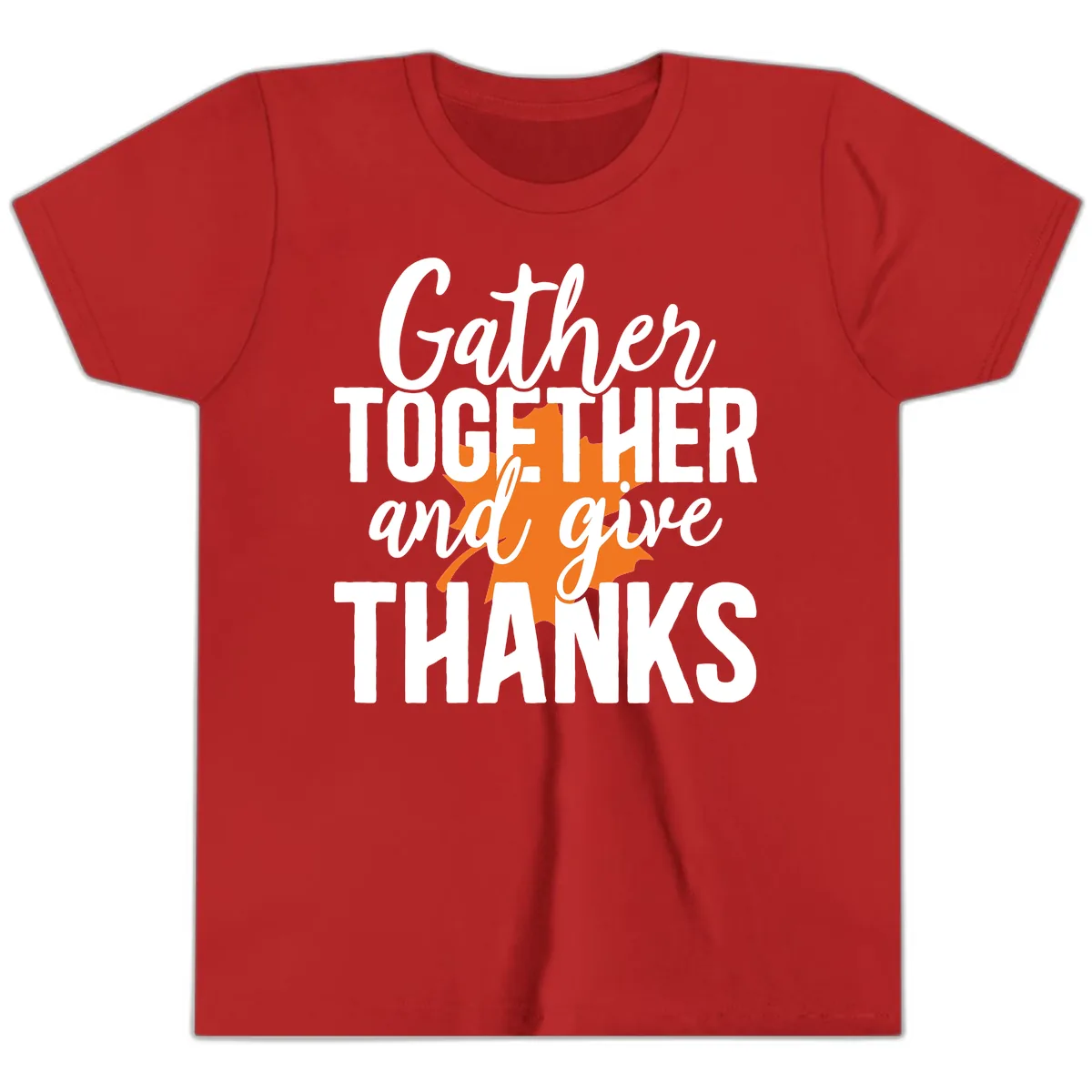 Gather Together And Give Thanks Youth T-Shirt in Red