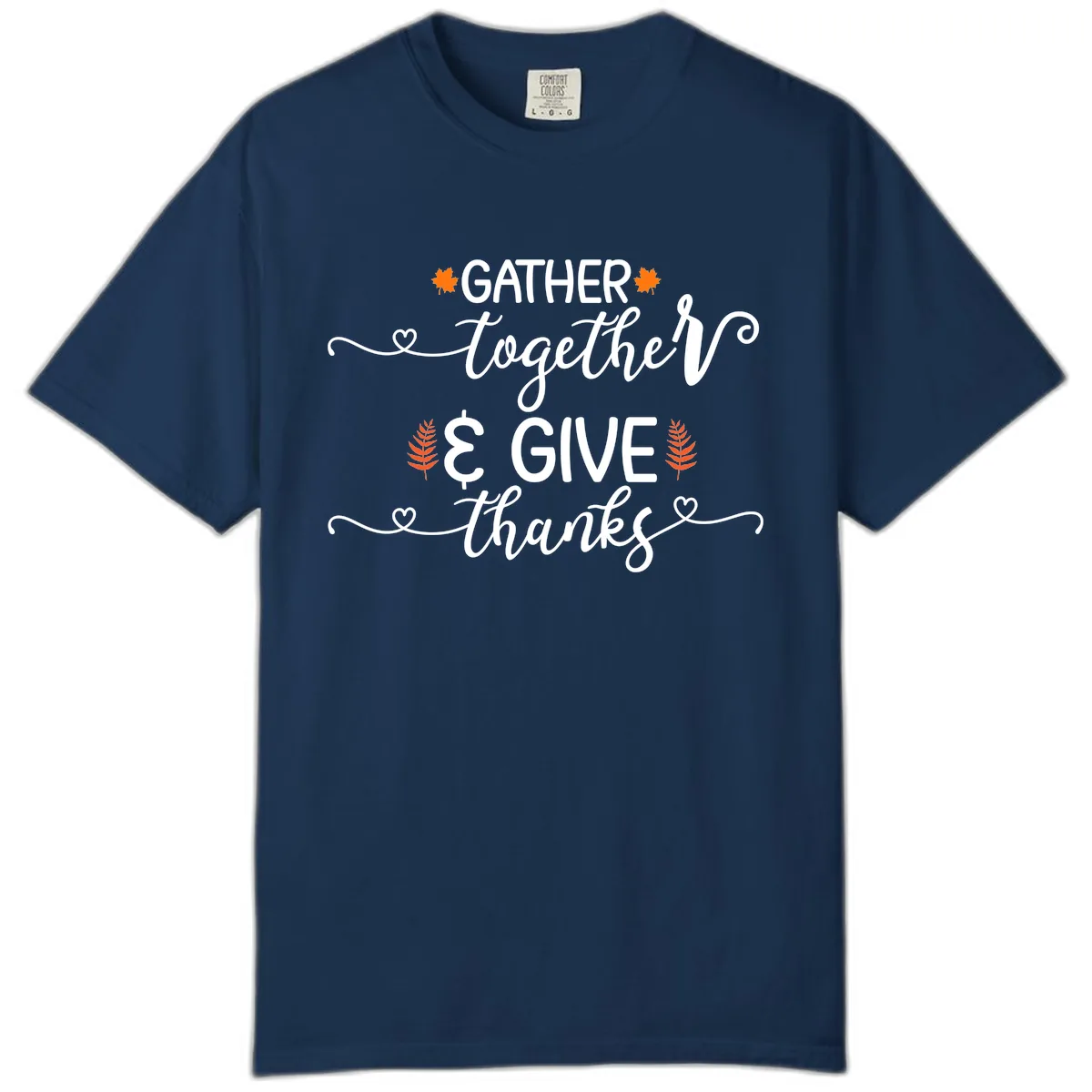 Gather Together And Give Thanks Comfort Color in Navy