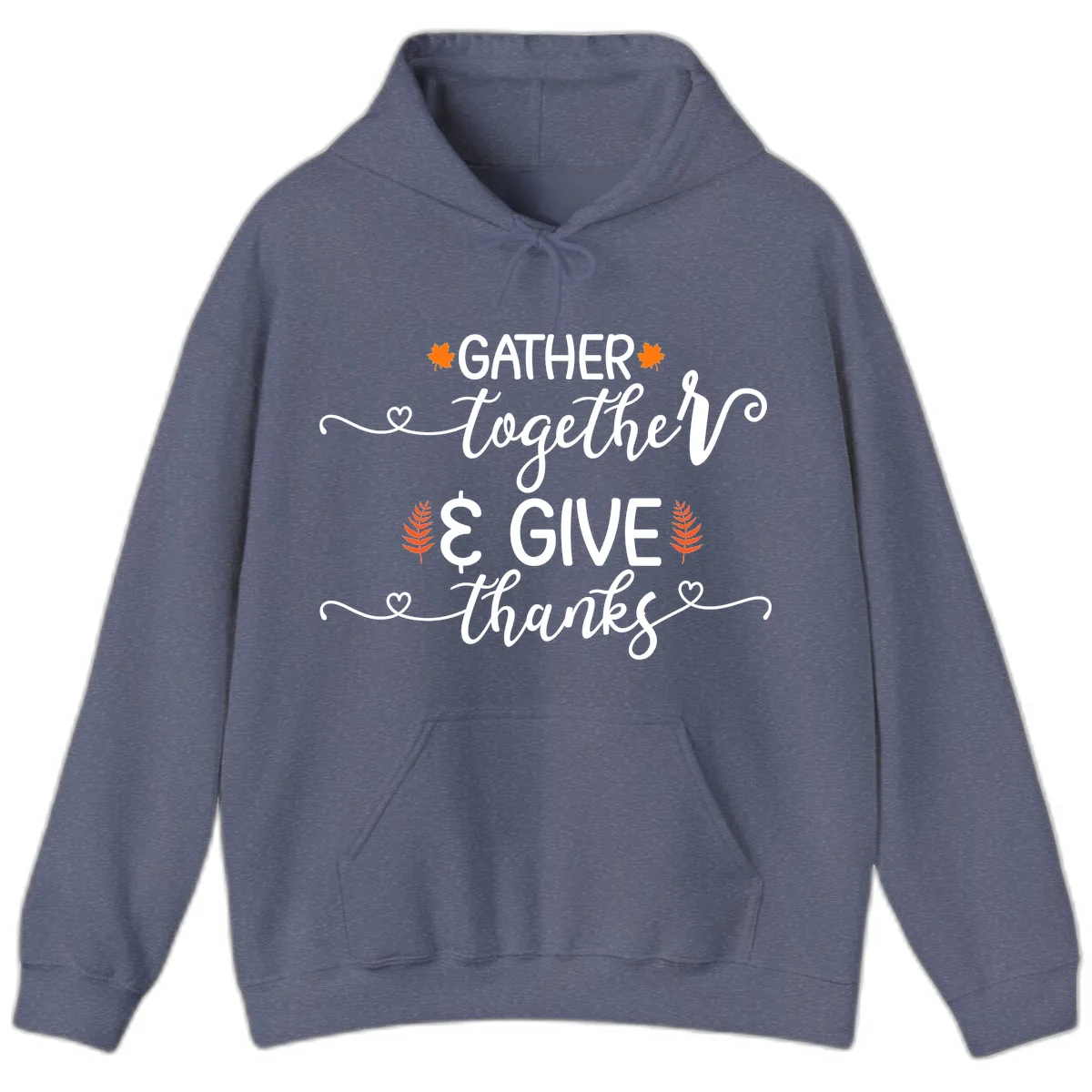 Gather Together And Give Thanks Hoodie in Heather Navy