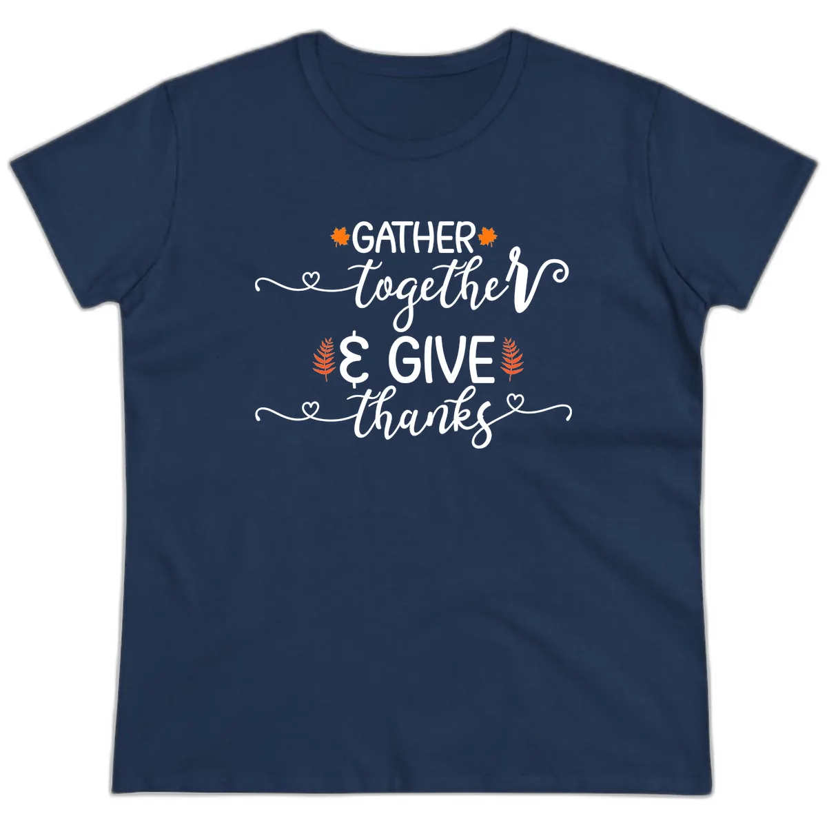 Gather Together And Give Thanks Ladies Tee in Navy