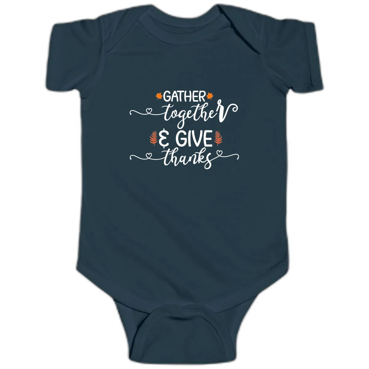 Gather Together And Give Thanks Baby Onesie in Navy