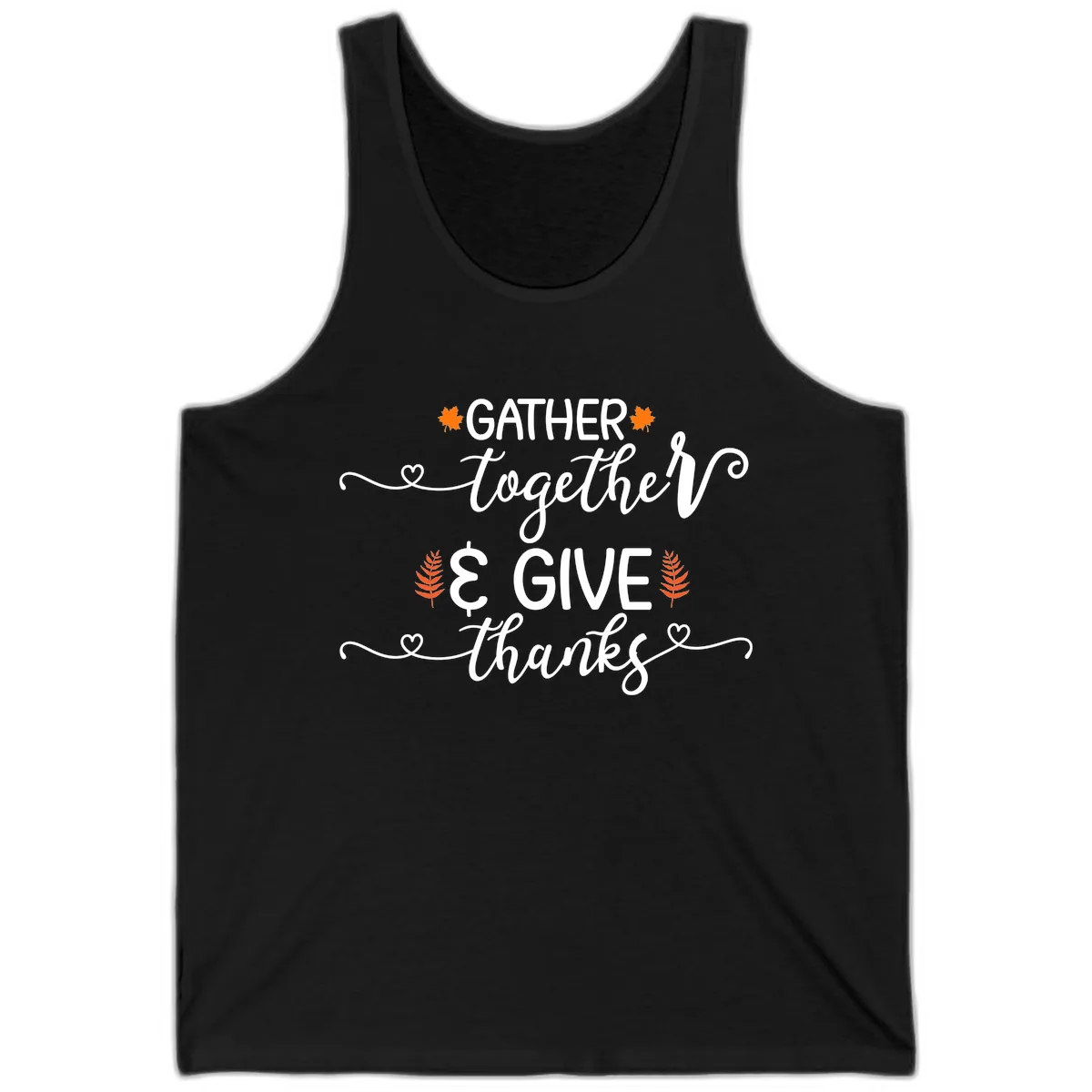 Gather Together And Give Thanks Tank in Black