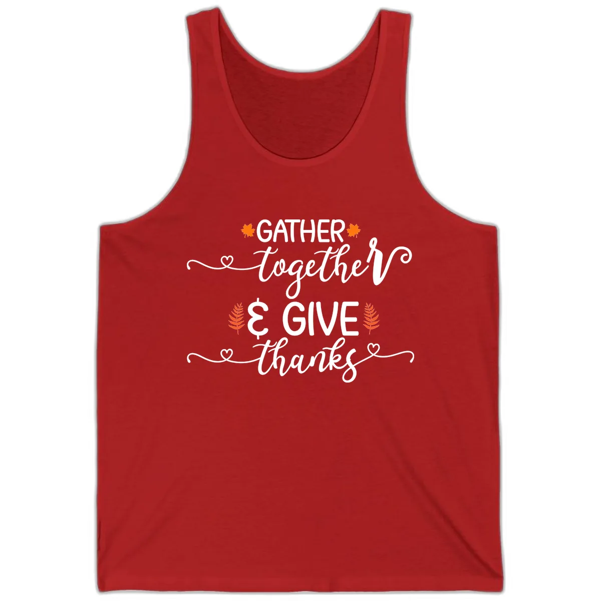 Gather Together And Give Thanks Tank in Red