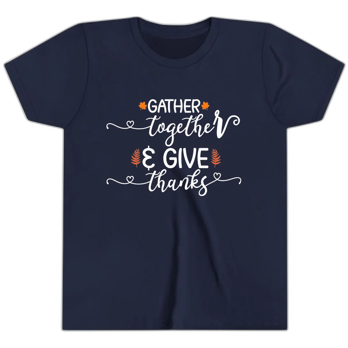Gather Together And Give Thanks Youth T-Shirt in Navy