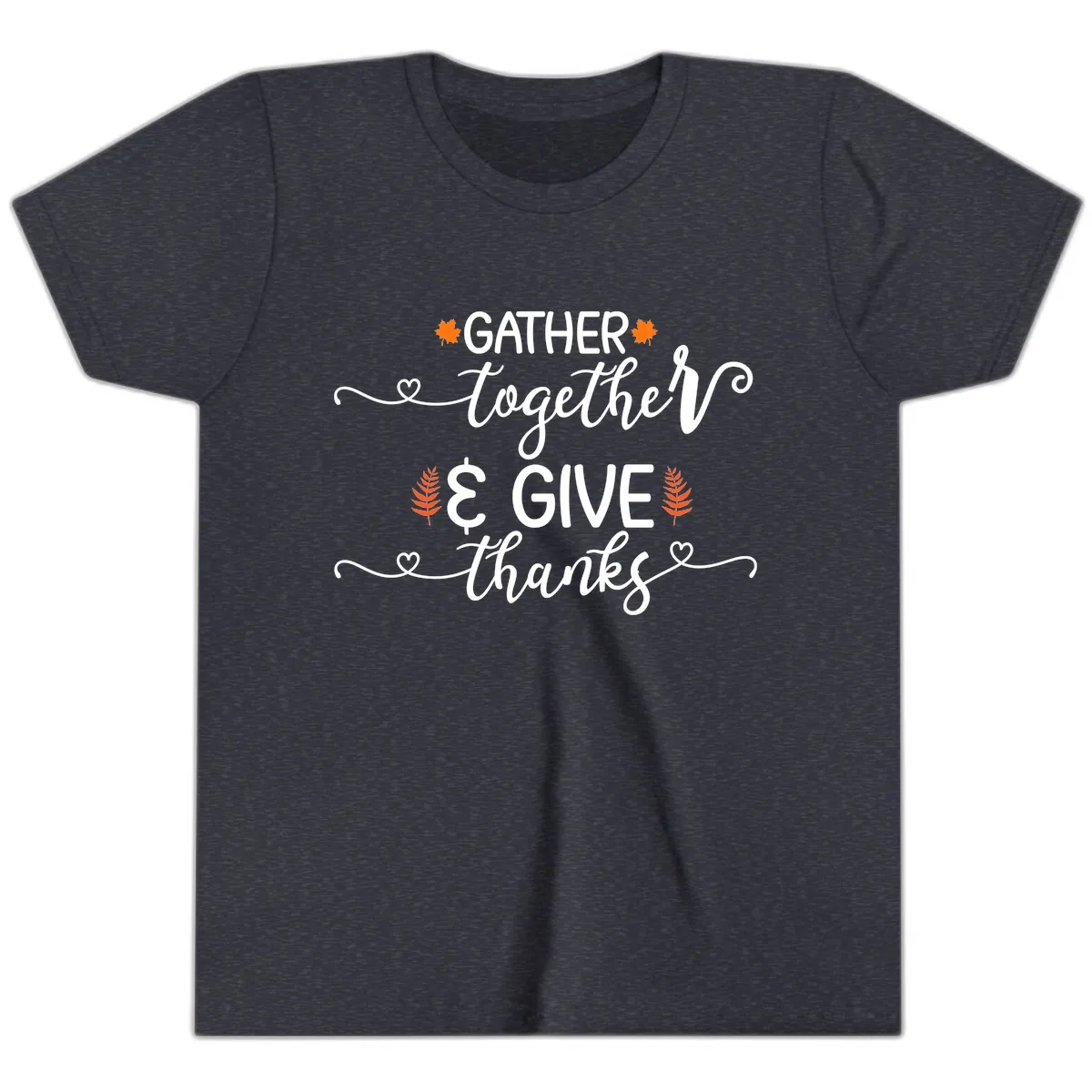Gather Together And Give Thanks Youth T-Shirt in Heather Navy