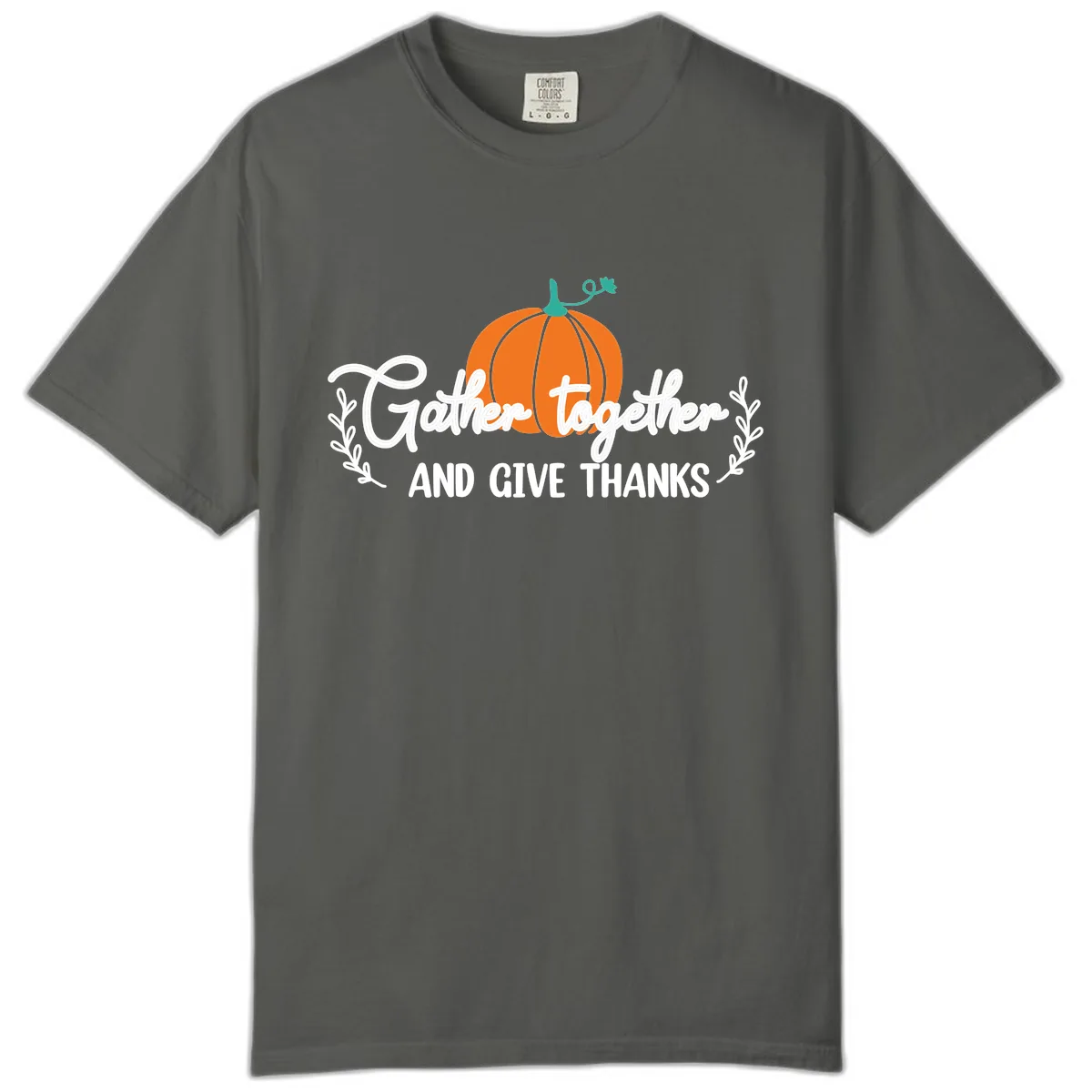Gather Together And Give Thanks Pumpkin Comfort Color in Pepper