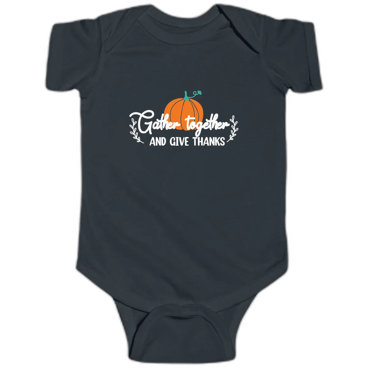Gather Together And Give Thanks Pumpkin Baby Onesie in Black