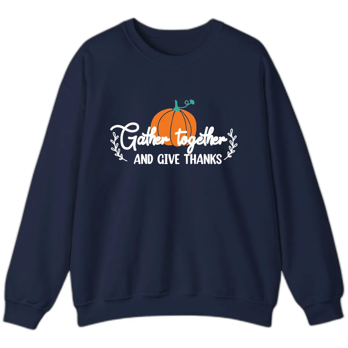 Gather Together And Give Thanks Pumpkin Sweatshirt in Navy