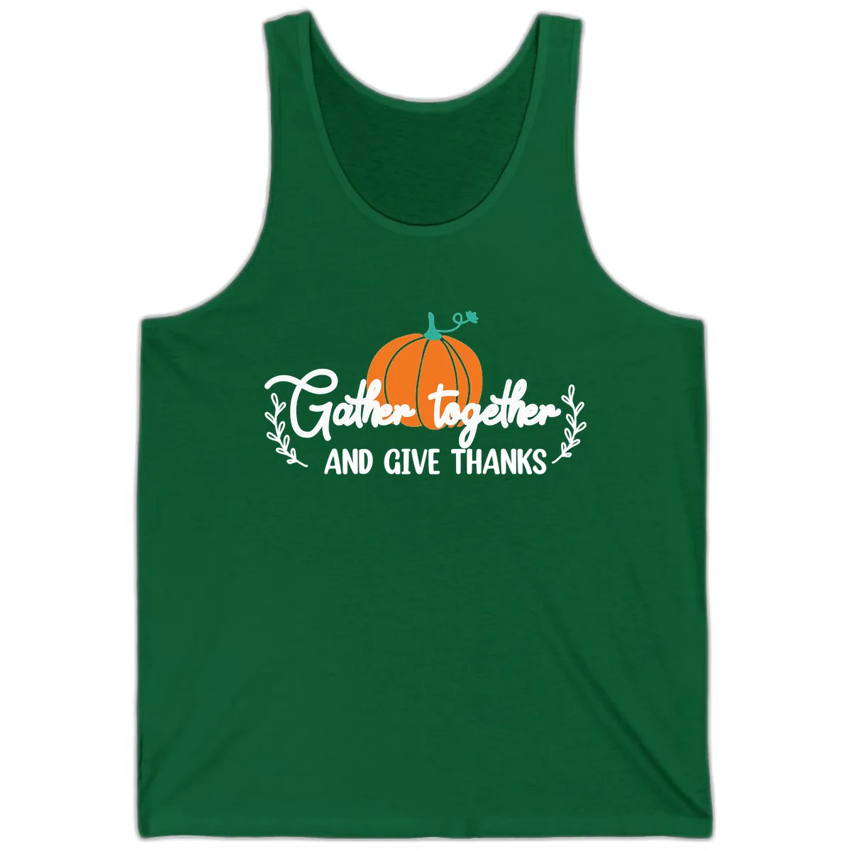 Gather Together And Give Thanks Pumpkin Tank in Kelly
