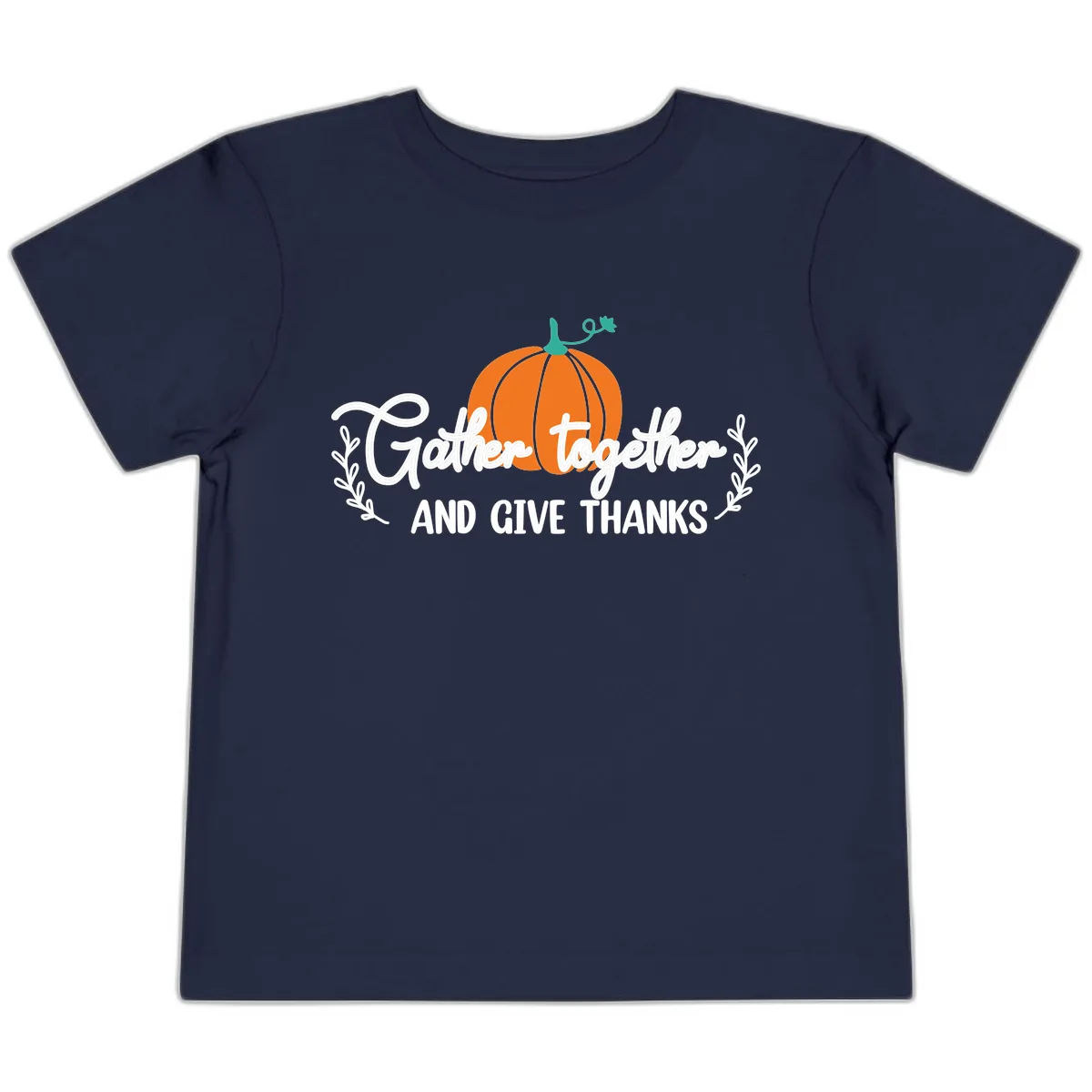 Gather Together And Give Thanks Pumpkin Toddler T-Shirt in Navy