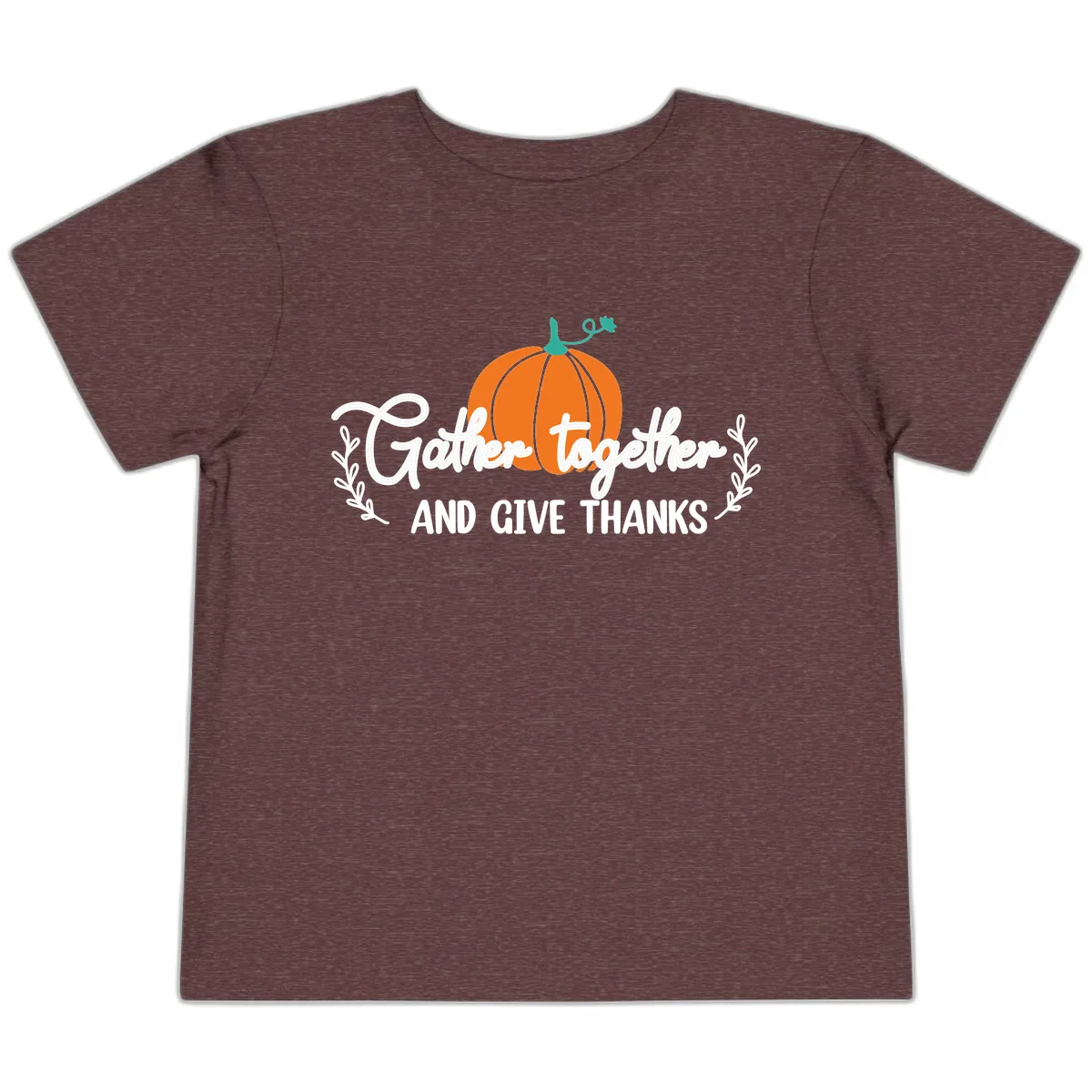 Gather Together And Give Thanks Pumpkin Toddler T-Shirt in Heather Maroon