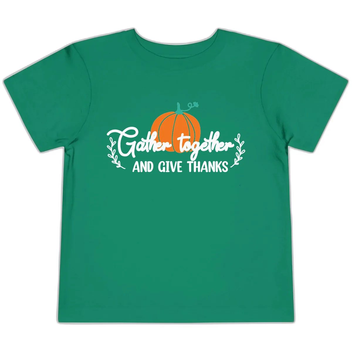 Gather Together And Give Thanks Pumpkin Toddler T-Shirt in Kelly