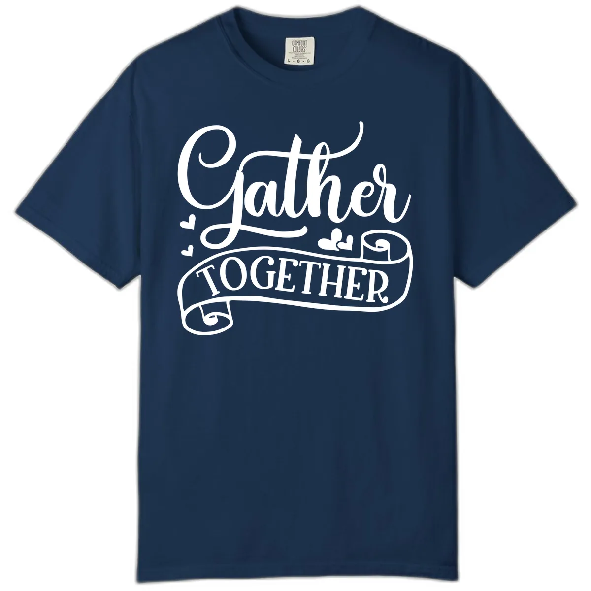 Gather Together Family Script Design Comfort Color in Navy