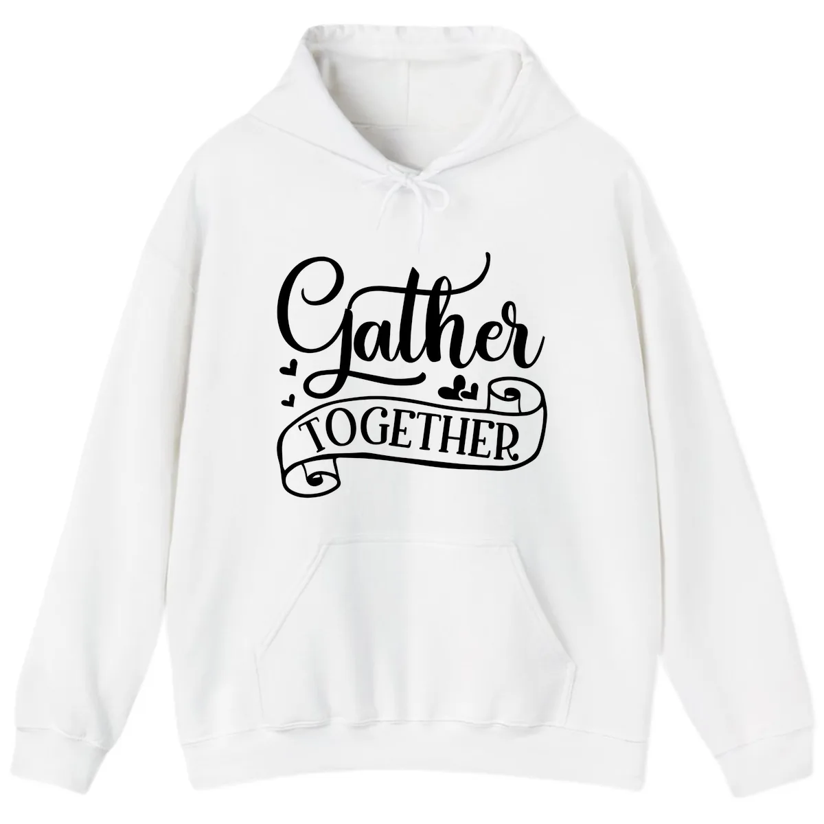 Gather Together Family Script Design Hoodie in White