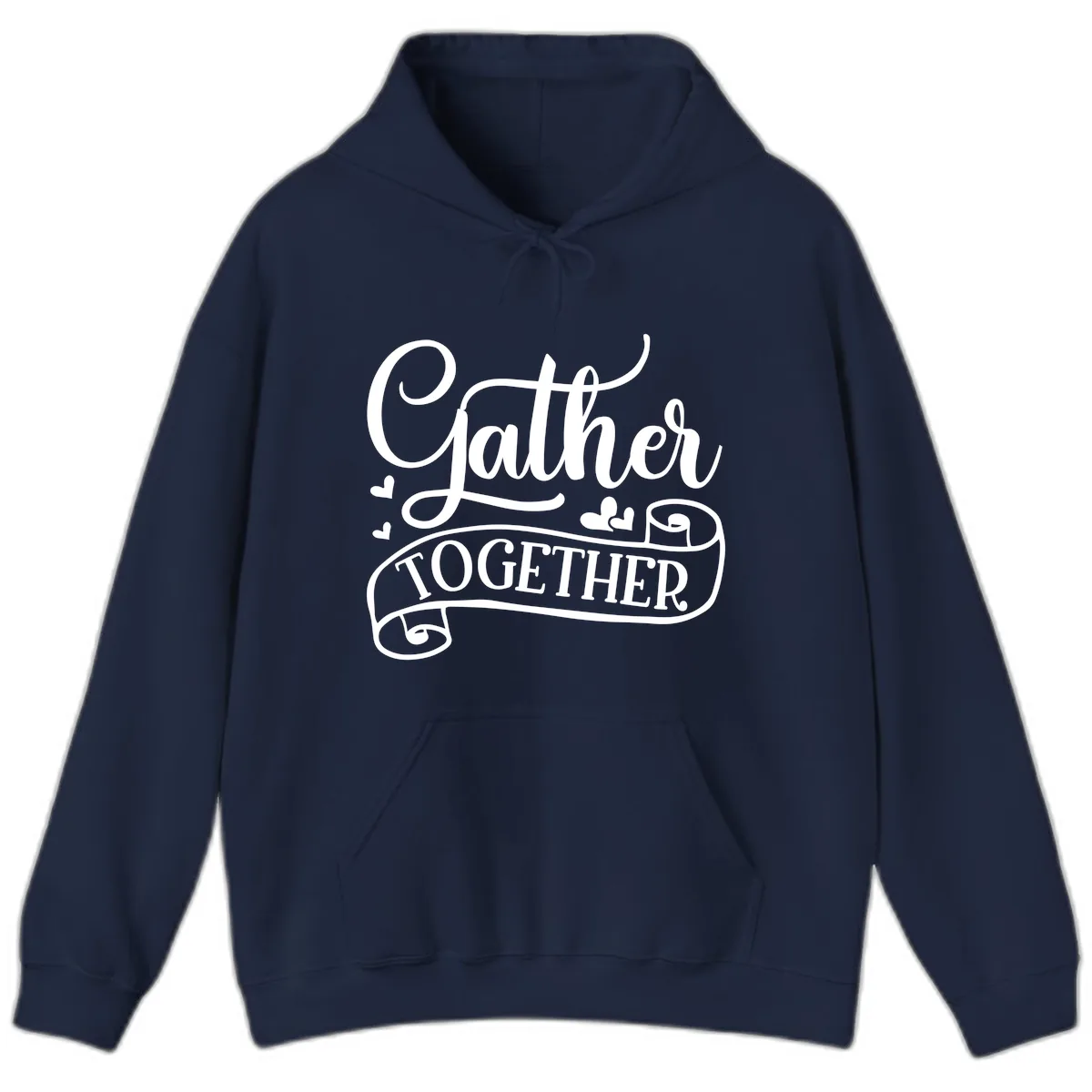 Gather Together Family Script Design Hoodie in Navy
