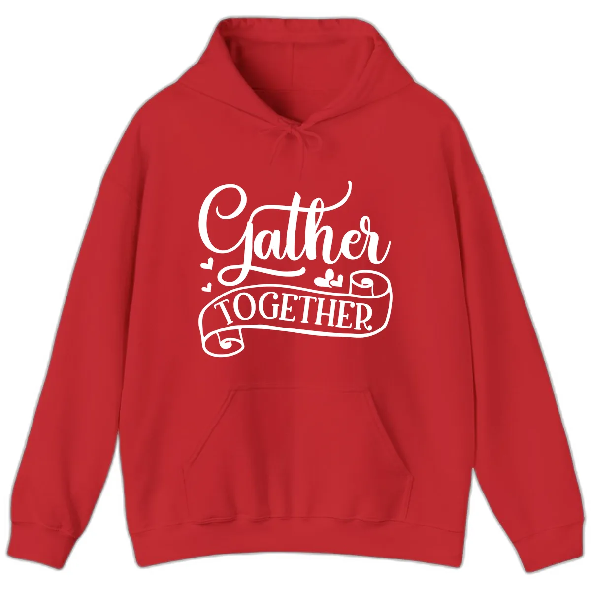 Gather Together Family Script Design Hoodie in Red
