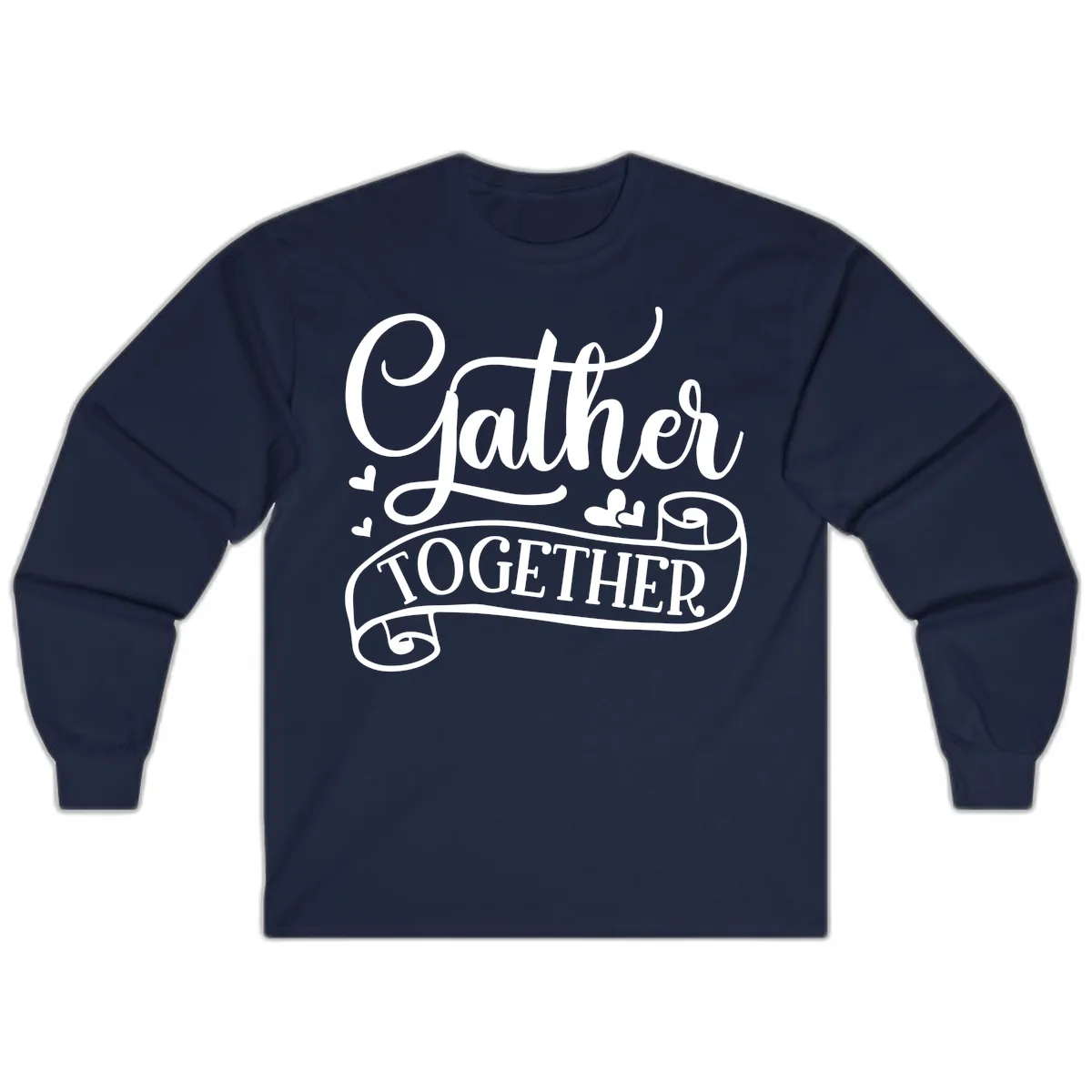 Gather Together Family Script Design Long Sleeve in Navy