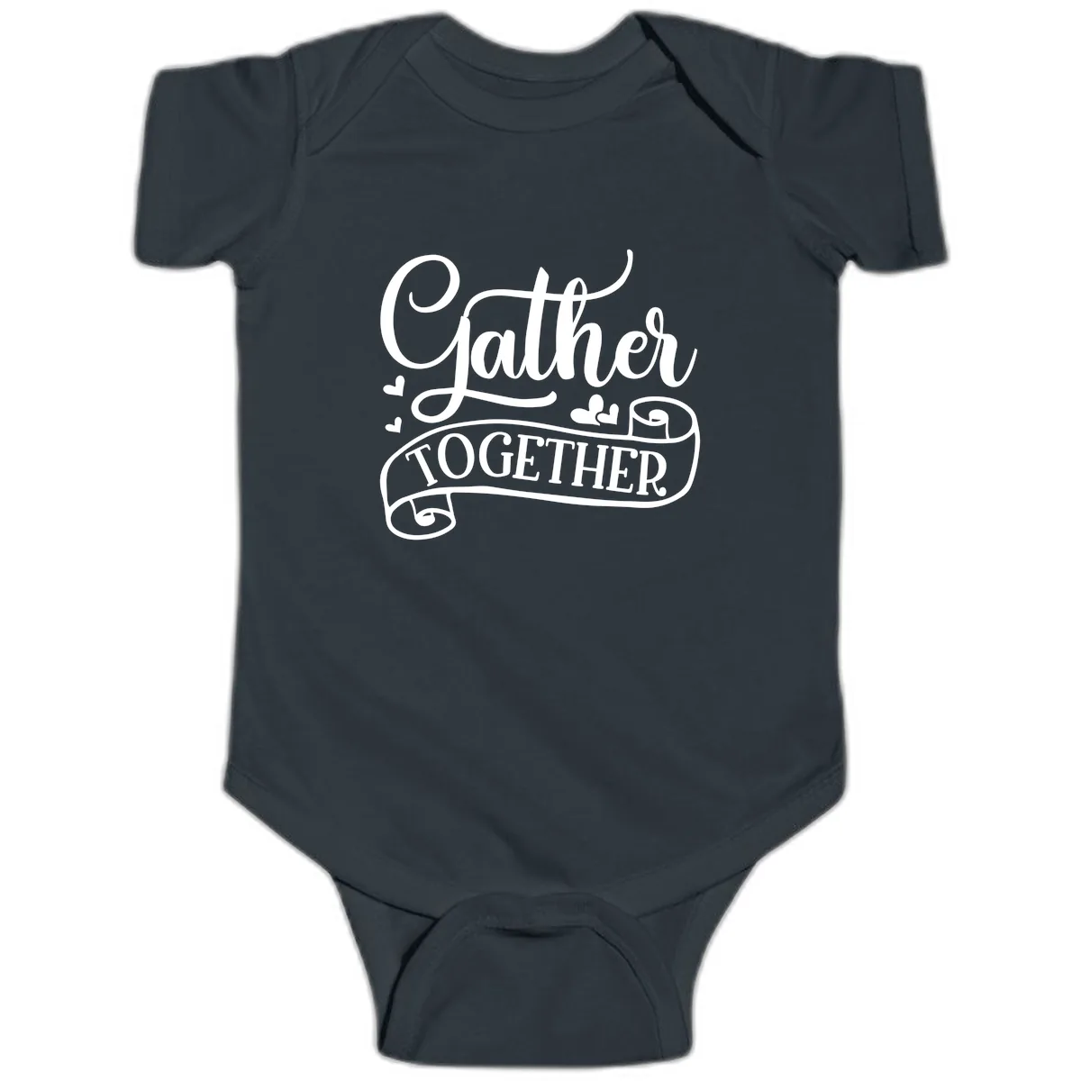 Gather Together Family Script Design Baby Onesie in Black