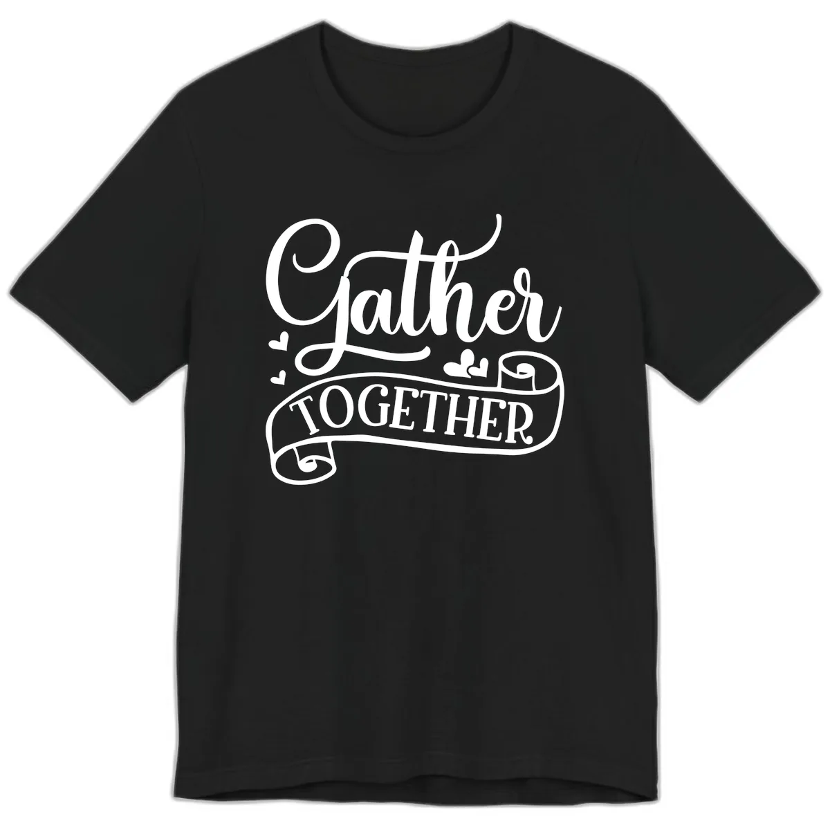 Gather Together Family Script Design Premium T-Shirt in Black